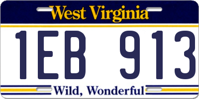 WV license plate 1EB913