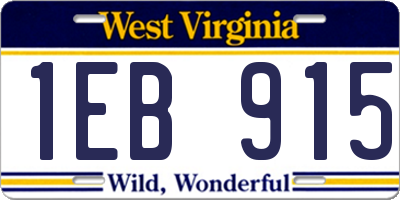 WV license plate 1EB915