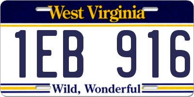 WV license plate 1EB916