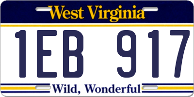 WV license plate 1EB917