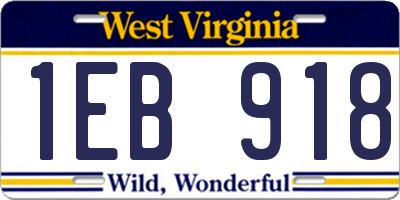 WV license plate 1EB918