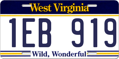 WV license plate 1EB919