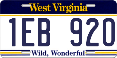 WV license plate 1EB920