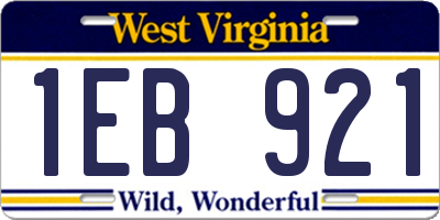 WV license plate 1EB921