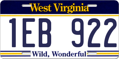 WV license plate 1EB922