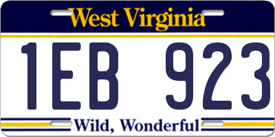 WV license plate 1EB923