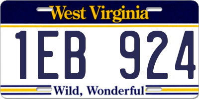 WV license plate 1EB924
