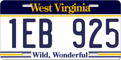 WV license plate 1EB925