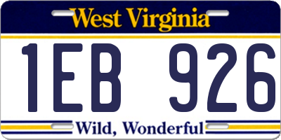 WV license plate 1EB926