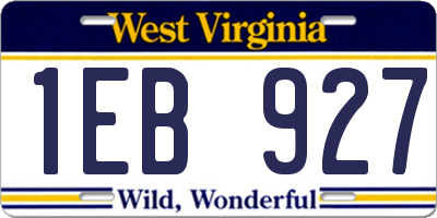 WV license plate 1EB927
