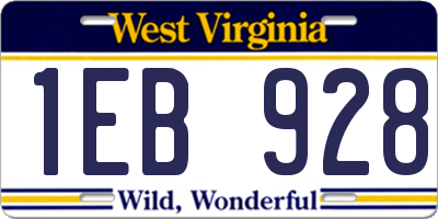 WV license plate 1EB928