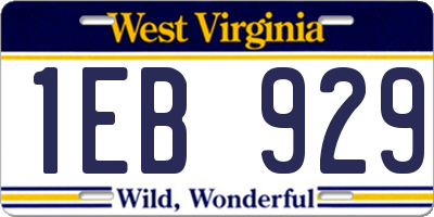 WV license plate 1EB929