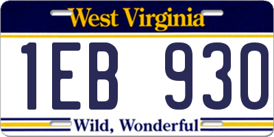 WV license plate 1EB930