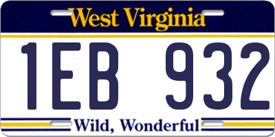 WV license plate 1EB932