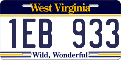 WV license plate 1EB933