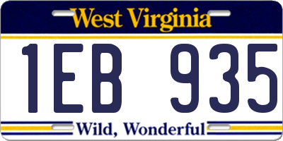 WV license plate 1EB935