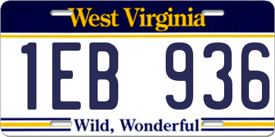 WV license plate 1EB936