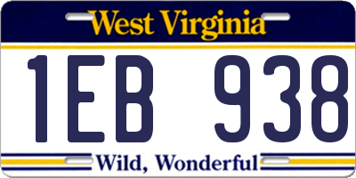 WV license plate 1EB938
