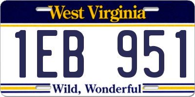 WV license plate 1EB951