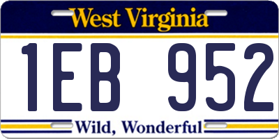 WV license plate 1EB952