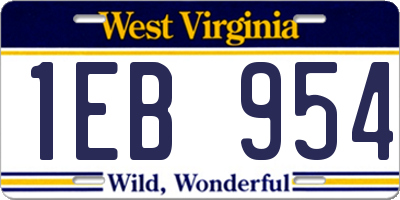 WV license plate 1EB954