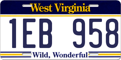 WV license plate 1EB958