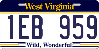 WV license plate 1EB959