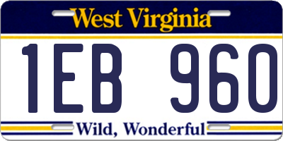 WV license plate 1EB960