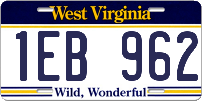 WV license plate 1EB962
