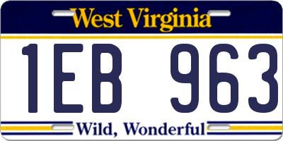WV license plate 1EB963