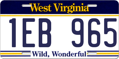 WV license plate 1EB965
