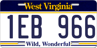 WV license plate 1EB966