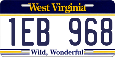 WV license plate 1EB968