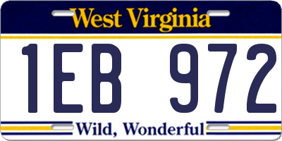WV license plate 1EB972