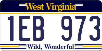 WV license plate 1EB973