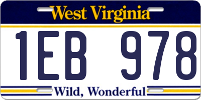WV license plate 1EB978