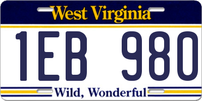 WV license plate 1EB980
