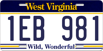 WV license plate 1EB981