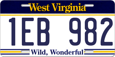 WV license plate 1EB982