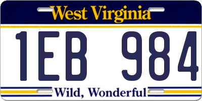 WV license plate 1EB984
