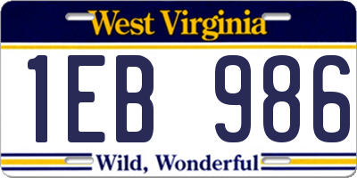 WV license plate 1EB986