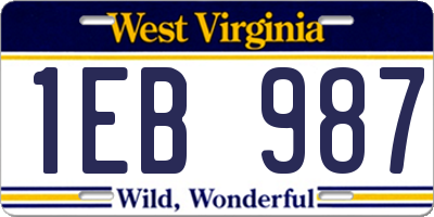 WV license plate 1EB987