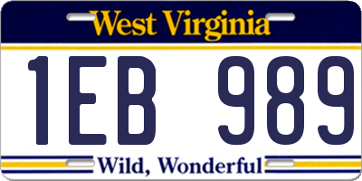 WV license plate 1EB989