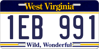 WV license plate 1EB991