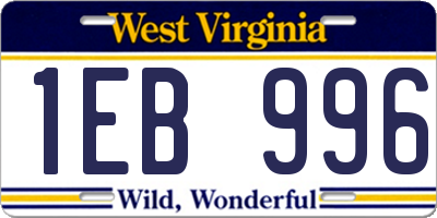 WV license plate 1EB996