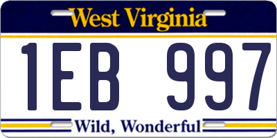 WV license plate 1EB997
