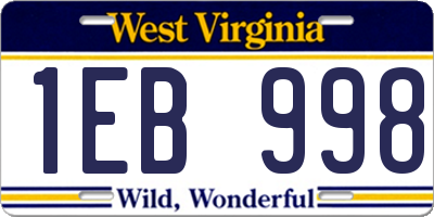 WV license plate 1EB998