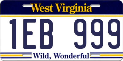 WV license plate 1EB999