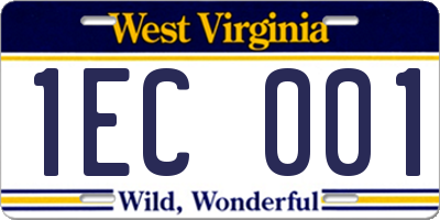 WV license plate 1EC001