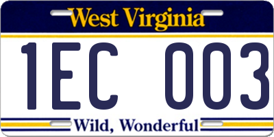 WV license plate 1EC003